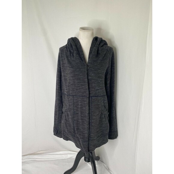 Lululemon Women’s Jacket Grey Black Athletica Hooded Button Sweatshirt Size 6 - Picture 3 of 8
